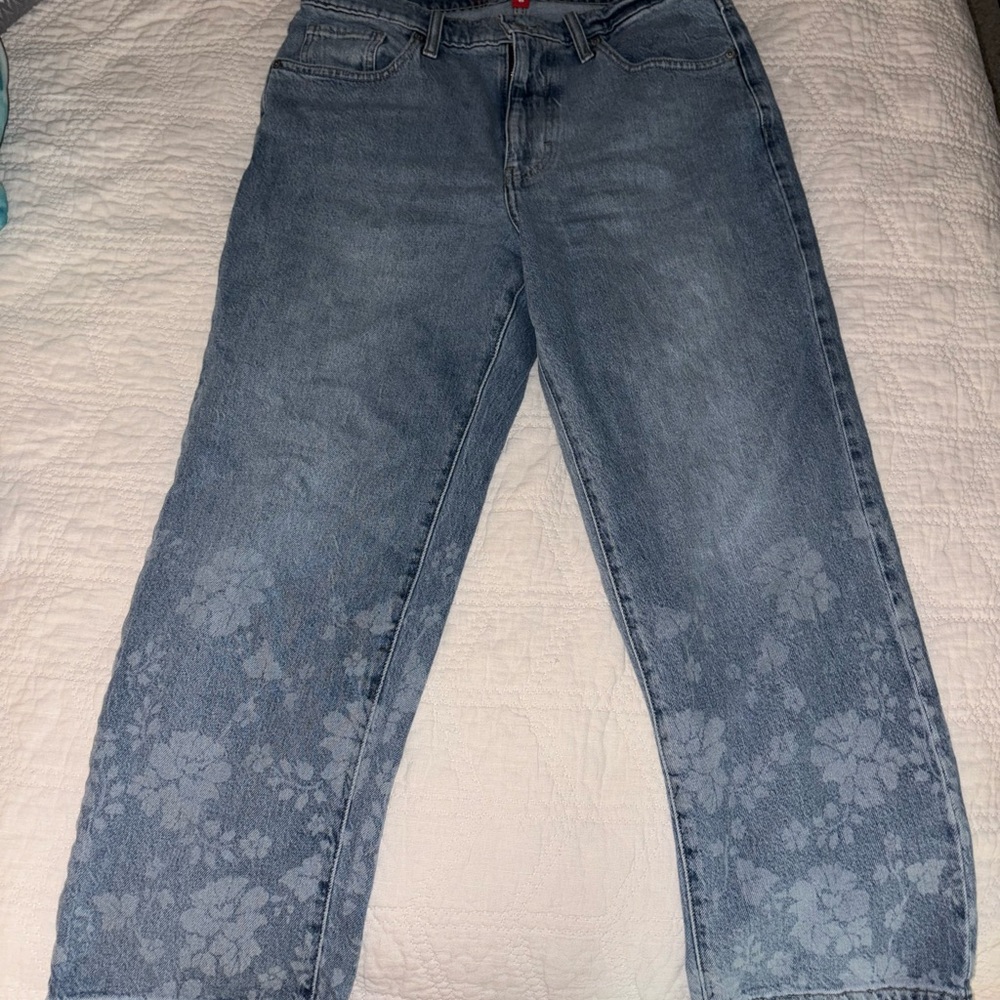 Lucky Brand Blue Floral Straight Leg Jeans